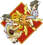 brother_and_sister fu_(pokemon) fuu_(pokemon) gym_leader lan_(pokemon) lowres lunatone pokemon ran_(pokemon) siblings solrock twins 