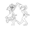 bare_feet barefoot black_and_white dancing duo female hindpaw lagomorph lola_bunny mammal monochrome pawpads paws rabbit raccoon sketch smile soles space_jam spiritto tichan toes warner_brothers 