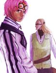  2boys bandanna blonde_hair glasses glasses_on_head helmeppo kobi male male_focus marine military military_uniform multiple_boys one_piece orico_(chahat106463) pink_hair pixiv_thumbnail resized sunglasses uniform 