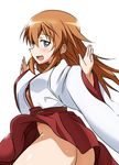  alternate_costume ass blue_eyes charlotte_e_yeager japanese_clothes miko no_panties orange_hair solo strike_witches tokiani world_witches_series 