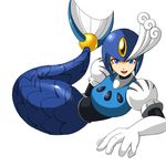  blue_eyes blush deadmoon_(kein2002) elbow_gloves gloves helmet mermaid monster_girl open_mouth robot rockman rockman_(classic) rockman_9 smile solo splash_woman 