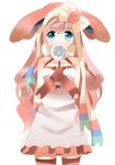  angelily-tan_(deviantart) blue_eyes candy lollipop ninfia personification pokemon pokemon_(game) pokemon_xy solo sylveon 