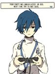  ai-wa blue_hair controller digital_media_player dualshock english game_controller gamepad headphones headphones_around_neck jitome male_focus persona persona_3 solo yuuki_makoto 