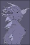  amberflame animal_humanoid bluedragon breasts bust_portrait dragon_humanoid dungeons&amp;dragons dungeons_&amp;_dragons dungeonsanddragons fangs female femaledragon horn humanoid long_ears monochrome nipples nosehorn portrait scales sideview simplebackground teeth 