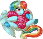  &lt;3 alpha_channel blush english_text equine female feral friendship_is_magic holidays horse kittehkatbar mammal my_little_pony pegasus pillow plain_background pony purple_eyes rainbow_dash_(mlp) sitting solo text transparent_background valentine&#039;s_day valentine's_day wings 
