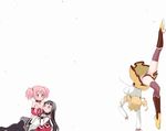  acrobatics akemi_homura black_hair black_legwear black_panties blonde_hair blush drill_hair female_pervert hairband handstand kaname_madoka long_hair magical_girl mahou_shoujo_madoka_magica multiple_girls panties pantyhose parted_lips pervert pink_hair purple_eyes short_hair short_twintails teri_terio thighhighs tomoe_mami twintails underwear upside-down 