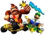  banana banana_peel car donkey_kong food fruit lowres luigi mario_(series) mario_kart mario_kart_64 motor_vehicle nintendo official_art super_mario_bros. vehicle 