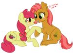  apple_bloom_(mlp) babs_seed_(mlp) blush bow cub ear_piercing equine female feral friendship_is_magic horse lesbian love lulubell lulubellct mammal my_little_pony piercing pony young 