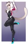  anthro breasts clothing feline female footwear hiddenwolf looking_at_viewer makeup mammal mascara shoes smile solo standing tight_clothing 