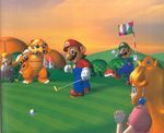  90s bowser luigi mario mario_(series) mario_golf nintendo official_art princess_peach super_mario_bros. wario 