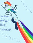  bread-crumbz cloud clouds cutie_mark english_text equine female feral flying friendship_is_magic hair holidays horse mammal multi-colored_hair my_little_pony outside pegasus pony purple_eyes rainbow_dash_(mlp) rainbow_hair sky solo text valentine&#039;s_day valentine's_day wings 