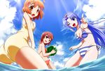  :o ;d ahoge ass back ball bangs beach beachball bikini blue_eyes blue_hair blush body_blush breasts cameltoe casual_one-piece_swimsuit cleavage cloud cowboy_shot day embarrassed fisheye foreshortening front-tie_top groin hairband head_tilt hetare_(hetare013) holding kotoura-san kotoura_haruka light_rays long_hair looking_at_viewer looking_back mifune_yuriko moritani_hiyori multiple_girls navel one-piece_swimsuit one_eye_closed open_mouth orange_eyes orange_hair outdoors outstretched_arm parted_bangs pointing red_eyes red_hair short_hair side-tie_bikini sky small_breasts smile spread_legs standing striped striped_bikini striped_swimsuit sunbeam sunlight surprised swimsuit v_arms very_long_hair wading water watermelon_beachball wide_hips 