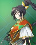  black_hair colmack from_side green_background long_hair ponytail rance_(series) red_eyes sengoku_rance serious solo very_long_hair yamamoto_isoroku_(rance) 