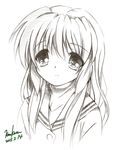  clannad highres hikarizaka_private_high_school_uniform ibuki_fuuko kem_kem long_hair monochrome school_uniform serafuku 