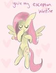  blush bread-crumbz cutie_mark english_text equine eyes_closed female feral fluttershy_(mlp) flying friendship_is_magic hair holidays horse mammal my_little_pony pegasus pink_hair plain_background pony solo text valentine&#039;s_day valentine's_day white_background wings 