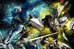  gundam gundam_seed gundam_seed_a-star mecha nana_g no_humans sparkle sword tsx-01-x1_trias tsx-02r_garland weapon 