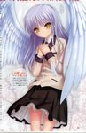  absurdres angel_beats! angel_wings blazer feathers highres jacket na-ga school_uniform skirt solo tenshi_(angel_beats!) wings yellow_eyes 