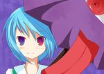  bad_id bad_pixiv_id blue_eyes blue_hair denu heterochromia karakasa_obake purple_umbrella red_eyes short_hair solo tatara_kogasa tongue touhou umbrella 