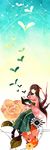  bad_id bad_pixiv_id book brown_hair copyright_request flower hair_ribbon heart highres japanese_clothes kimono long_hair looking_up mutou_shino ribbon sitting solo yellow_eyes 