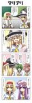  &gt;_&lt; 4koma 5girls alice_margatroid alternate_costume blonde_hair blue_eyes blush bow braid closed_eyes comic green_eyes hair_bow hairband hat highres kirisame_marisa long_hair multiple_girls mystia_lorelei patchouli_knowledge purple_eyes rappa_(rappaya) school_uniform short_hair side_braid star thumbs_up touhou translated witch_hat wriggle_nightbug yellow_eyes ze_(phrase) 