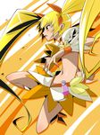  aoi_nagisa_(metalder) blonde_hair cure_sunshine heartcatch_precure! highres image_sample long_hair magical_girl midriff myoudouin_itsuki navel pixiv_sample precure skirt solo twintails yellow_eyes 