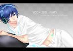  blue_eyes blue_hair headphones headset kaito male solo tagme vocaloid white_pants white_shirt 