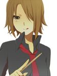  :q bad_id bad_pixiv_id brown_eyes brown_hair drumsticks hair_over_one_eye k-on! karuha necktie solo tainaka_ritsu tongue tongue_out 