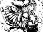  bad_id bad_pixiv_id greyscale monochrome namonaiteidono saigyouji_yuyuko short_hair solo touhou 