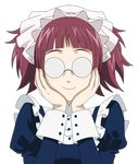  adoroloble blush glasses kuroshitsuji maid maid_headdress meirin_(kuroshitsuji) opaque_glasses red_hair short_hair smile solo transparent_background vector_trace 