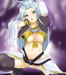  blush breasts final_fantasy final_fantasy_ix genderswap genderswap_(mtf) green_eyes kuja large_breasts lowres okurapuchi open_clothes open_shirt shirt silver_hair solo thighhighs 