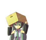  box cardboard_box detached_sleeves green_eyes green_hair hatsune_miku kusaka_yoru long_hair necktie smile solo twintails vocaloid 