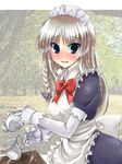  bad_id bad_pixiv_id blue_eyes blush braid cup gloves highres maid original paopao side_braid solo 