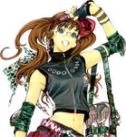  air_gear arm_up armpits belt blue_eyes brown_hair crop_top elbow_pads fingerless_gloves glasses gloves grin headband inline_skates long_hair midriff navel non-web_source noyamano_ringo official_art oogure_ito open_mouth polka_dot ribbon roller_skates shirt skates sleeveless sleeveless_shirt smile solo transparent_background turtleneck twintails visor_cap wristband zipper 