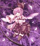  animal_ears feathers hat megaphone mystia_lorelei neme pink_eyes pink_hair short_hair solo thighhighs touhou wings zettai_ryouiki 