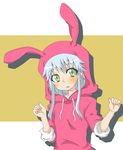  animal_costume animal_ears blue_hair bunny_ears chika_(artist) fake_animal_ears green_eyes hood index long_hair open_mouth simple_background solo to_aru_majutsu_no_index upper_body 