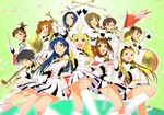  akizuki_ritsuko amami_haruka annindoufu_(oicon) band band_uniform boots confetti cymbals drum everyone flag futami_ami futami_mami hagiwara_yukiho hair_bobbles hair_ornament hat hoshii_miki idolmaster idolmaster_(classic) idolmaster_live_for_you! instrument jpeg_artifacts kikuchi_makoto kisaragi_chihaya majorette marching_band_baton minase_iori miura_azusa multiple_girls non-web_source official_art shako_cap takatsuki_yayoi trumpet twintails 