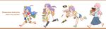  ahoge bad_id bad_pixiv_id balsamic_vinegar blue_eyes blue_hair french glasses handheld_game_console highres hiiragi_kagami hiiragi_tsukasa izumi_konata long_hair long_image lucky_star mole mole_under_eye multiple_girls pink_hair playstation_portable purple_hair ribbon running short_hair suriheru suzumiya_haruhi_no_yuuutsu takara_miyuki twintails wide_image 