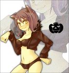  :3 animal_ears bikini_top blair cat_ears jacket panties paw_pose purple_hair solo soul_eater underwear yellow_eyes 