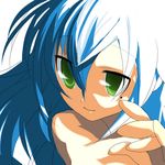  blue_hair green_eyes izumi_konata lowres lucky_star mole mole_under_eye solo sora_to_umi 