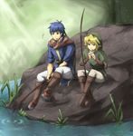  artist_request blonde_hair blue_eyes blue_hair cape fire_emblem fire_emblem:_souen_no_kiseki fishing fishing_rod gloves headband holding holding_fishing_rod ike link male_focus multiple_boys pointy_ears super_smash_bros. the_legend_of_zelda 