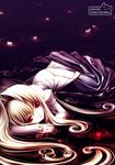  arcueid_brunestud bad_id bad_pixiv_id blonde_hair long_hair lying petals red_eyes sayori solo tsukihime 