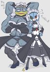  big_breasts breasts cleavage clothed clothing eye_patch eyewear female gardevoir humanoid ikanomaru looking_at_viewer machamp machmp maid maid_uniform nintendo pok&#233;mon pok&eacute;mon pose skimpy translation_request video_games 