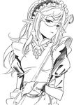 agahari glasses greyscale long_hair looking_at_viewer maerwen_(rune_factory) maid maid_headdress mepurin monochrome pointy_ears rune_factory rune_factory_oceans simple_background solo white_background 