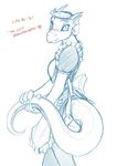 argonian blush butt claws female horn lifts-her-tail looking_at_viewer lusty_argonian_maid maid maid_uniform plain_background scalie sketch solo the_elder_scrolls the_lusty_argonian_maid tom_fischbach video_games white_background 