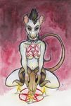  breasts buckteeth candle collar dead ear_piercing female fire flames industrial_piercing kneeling mammal nude pencil_crayon pentagram piercing rat red_eyes rodent satanic satanism shiverz skull solo spiked_collar spikes traditional_media watercolor 