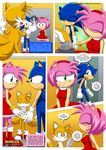  anthro breasts canine clothing comic dress female fox fox_tail hedgehog holding male mammal miles_prower mobius_unleashed multiple_tails sega sonic_(series) sonic_the_hedgehog tails 