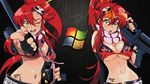  blush breasts cleavage darkcelestialbeing gun long_hair ponytail red_hair tengen_toppa_gurren_lagann thighhighs weapon windows yellow_eyes yoko_littner 