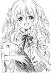  agahari fish greyscale long_hair looking_at_viewer monochrome open_mouth persia_(rune_factory) rune_factory rune_factory_3 simple_background smile solo white_background 