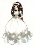  1boy androgynous asakura_hao cross_dressing crossdressing dress princess_hao shaman_king smile tiara white_dress 