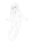  absurdres greyscale highres kagerou_(shadowmage) lineart long_hair monochrome original pantyhose solo very_long_hair 